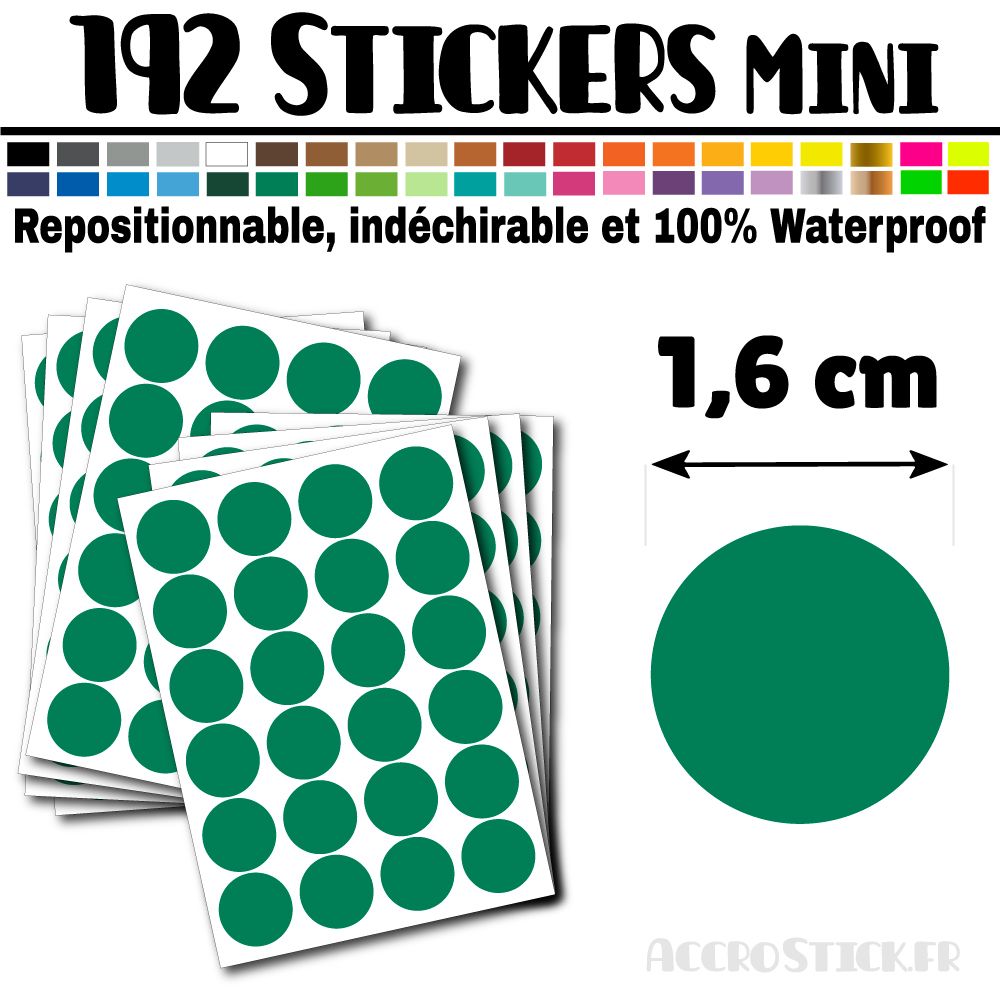 192 Ronds 1,6 cm - Stickers mini gommettes 192 Ronds 1,6 cm - Stickers mini gommettes