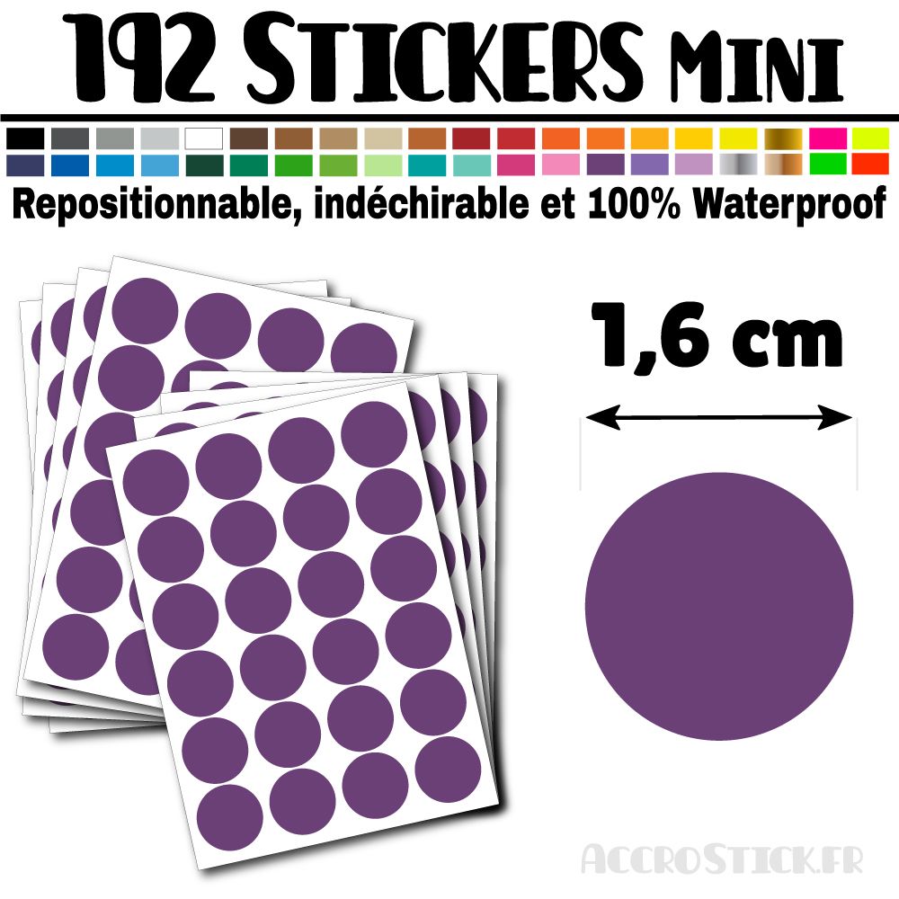 192 Ronds 1,6 cm - Stickers mini gommettes 192 Ronds 1,6 cm - Stickers mini gommettes