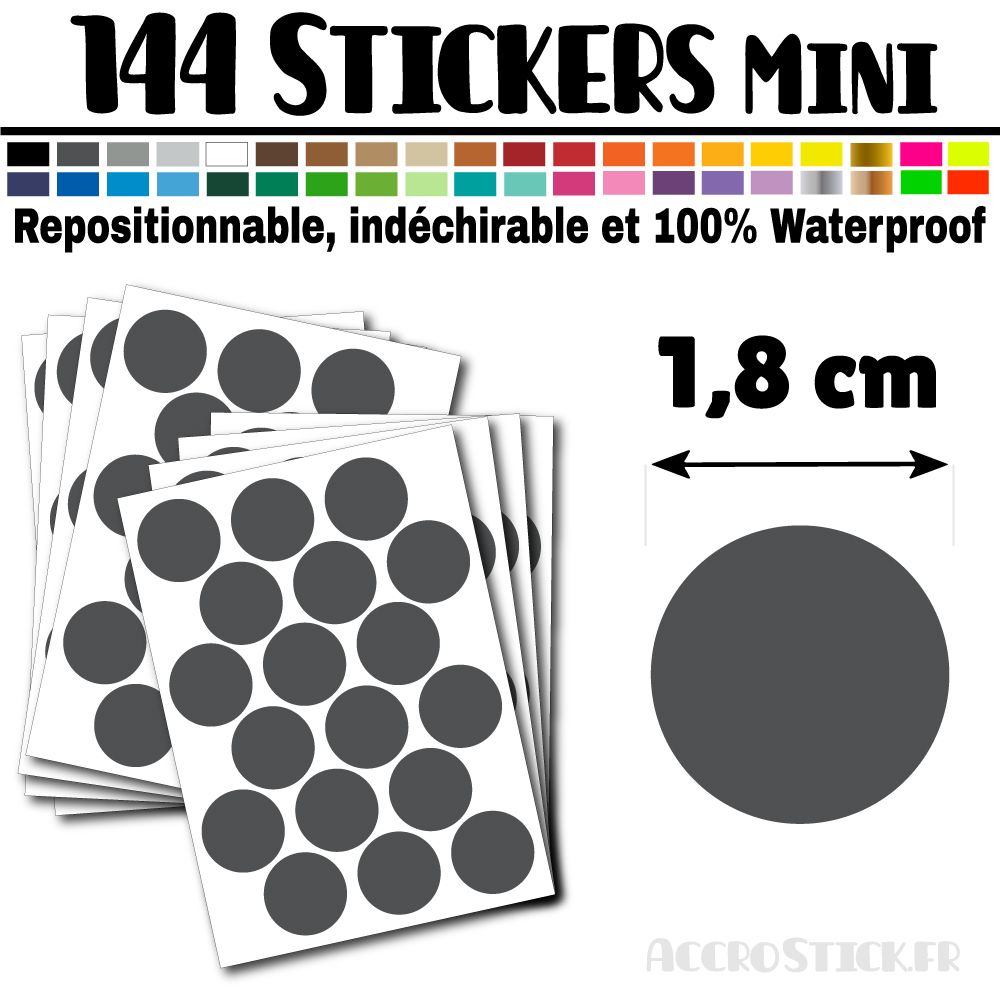 144 Ronds 1,8 cm - Stickers mini gommettes 144 Ronds 1,8 cm - Stickers mini gommettes