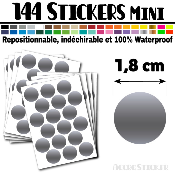 144 Ronds 1,8 cm - Stickers mini gommettes