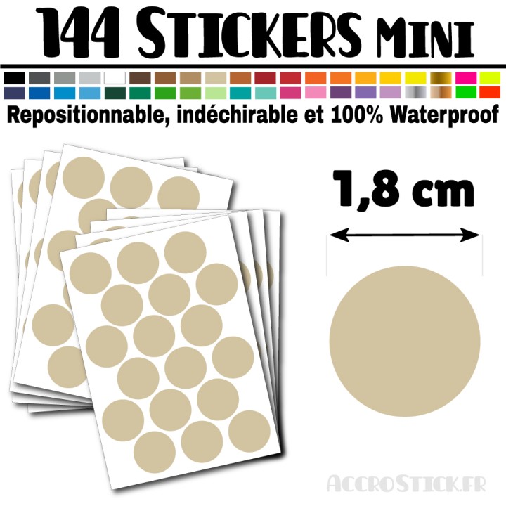 144 Ronds 1,8 cm - Stickers mini gommettes