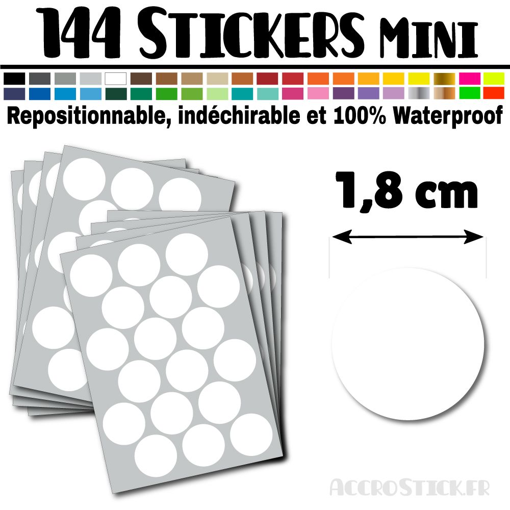 144 Ronds 1,8 cm - Stickers mini gommettes 144 Ronds 1,8 cm - Stickers mini gommettes