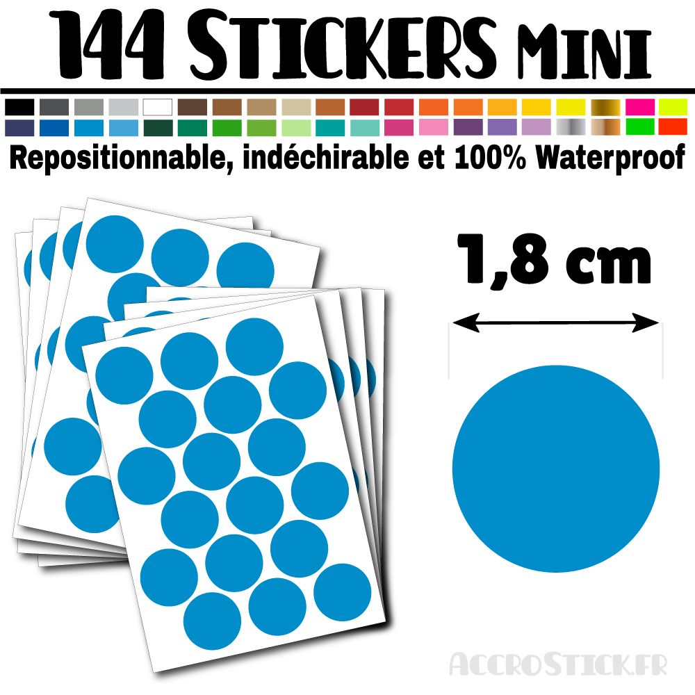 144 Ronds 1,8 cm - Stickers mini gommettes 144 Ronds 1,8 cm - Stickers mini gommettes