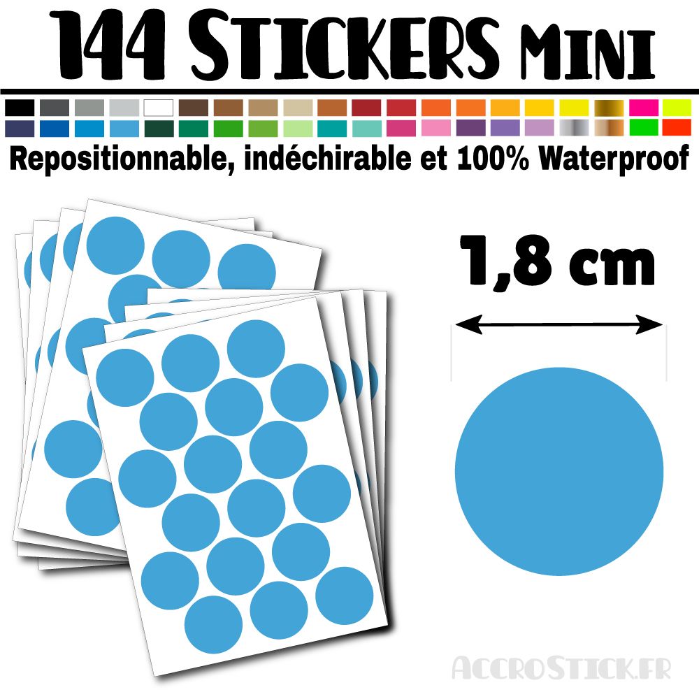 144 Ronds 1,8 cm - Stickers mini gommettes 144 Ronds 1,8 cm - Stickers mini gommettes