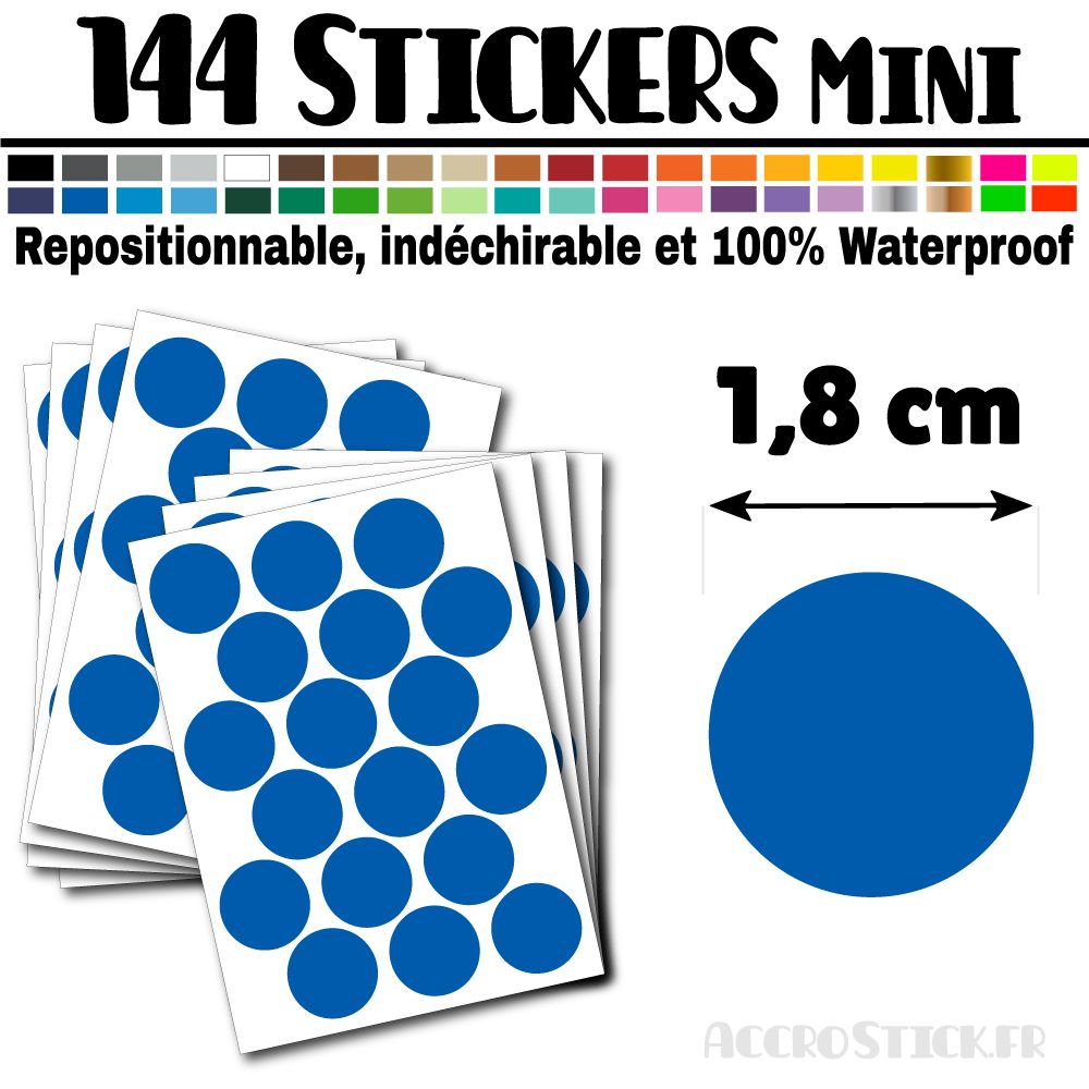 144 Ronds 1,8 cm - Stickers mini gommettes 144 Ronds 1,8 cm - Stickers mini gommettes