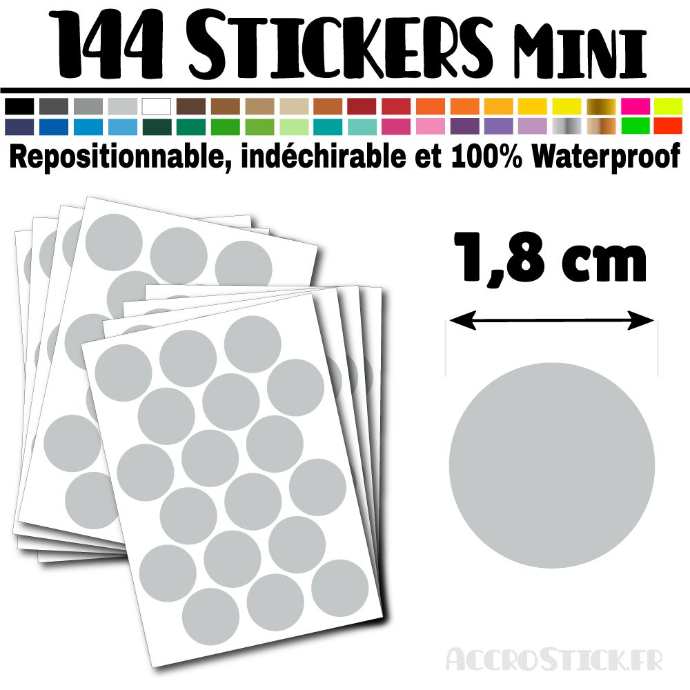 144 Ronds 1,8 cm - Stickers mini gommettes 144 Ronds 1,8 cm - Stickers mini gommettes