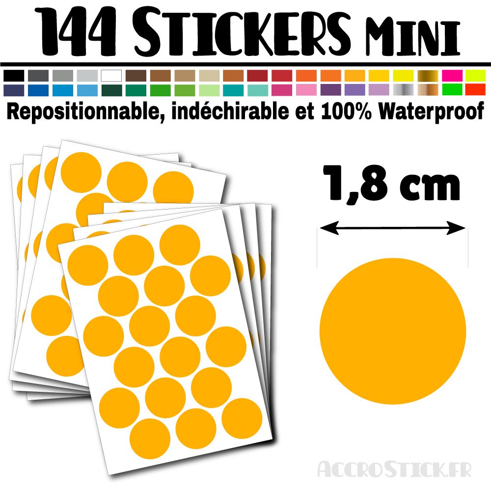144 Ronds 1,8 cm - Stickers mini gommettes 144 Ronds 1,8 cm - Stickers mini gommettes