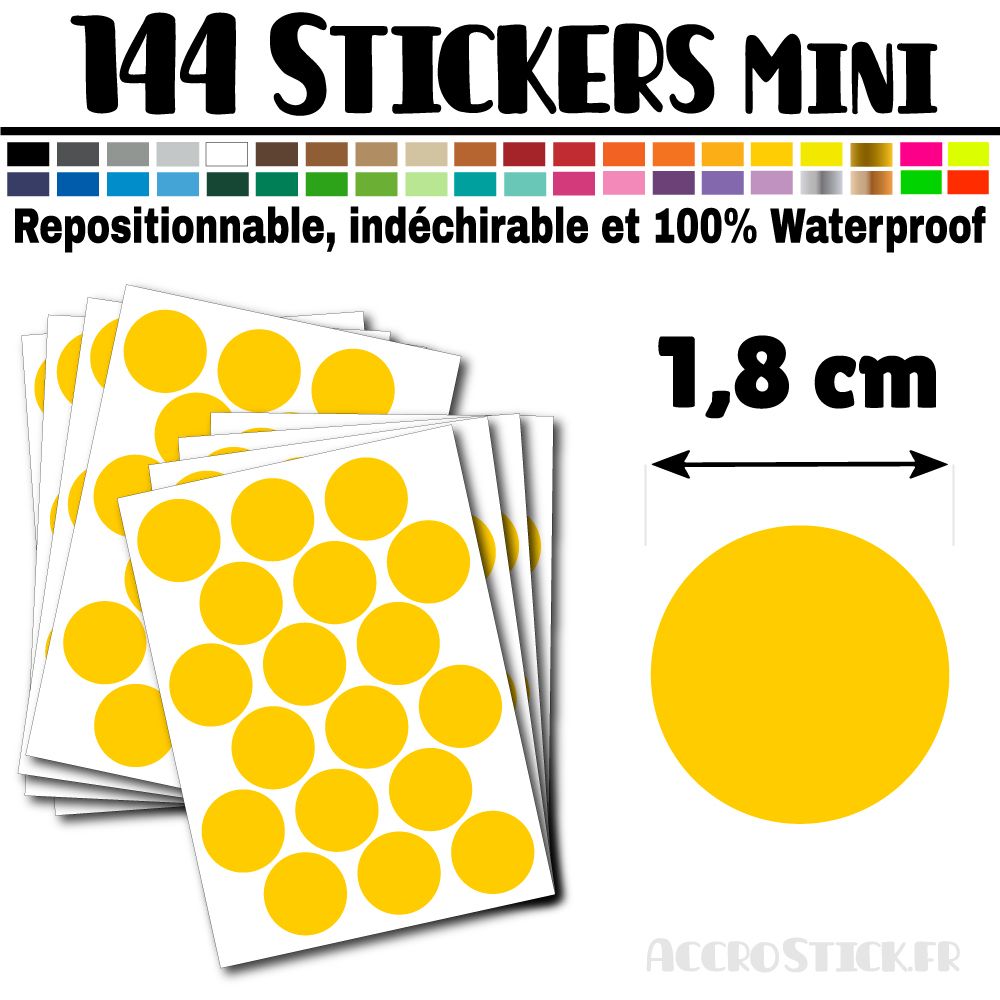 144 Ronds 1,8 cm - Stickers mini gommettes 144 Ronds 1,8 cm - Stickers mini gommettes