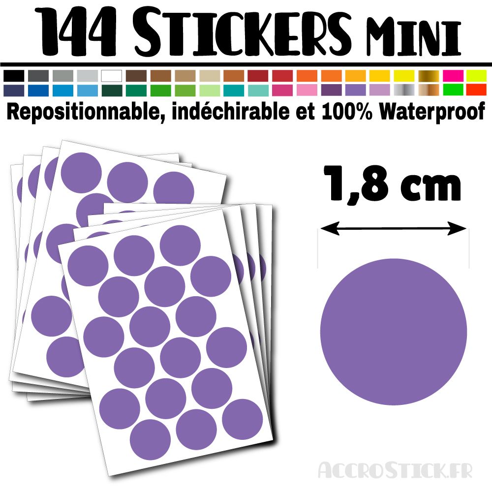144 Ronds 1,8 cm - Stickers mini gommettes 144 Ronds 1,8 cm - Stickers mini gommettes