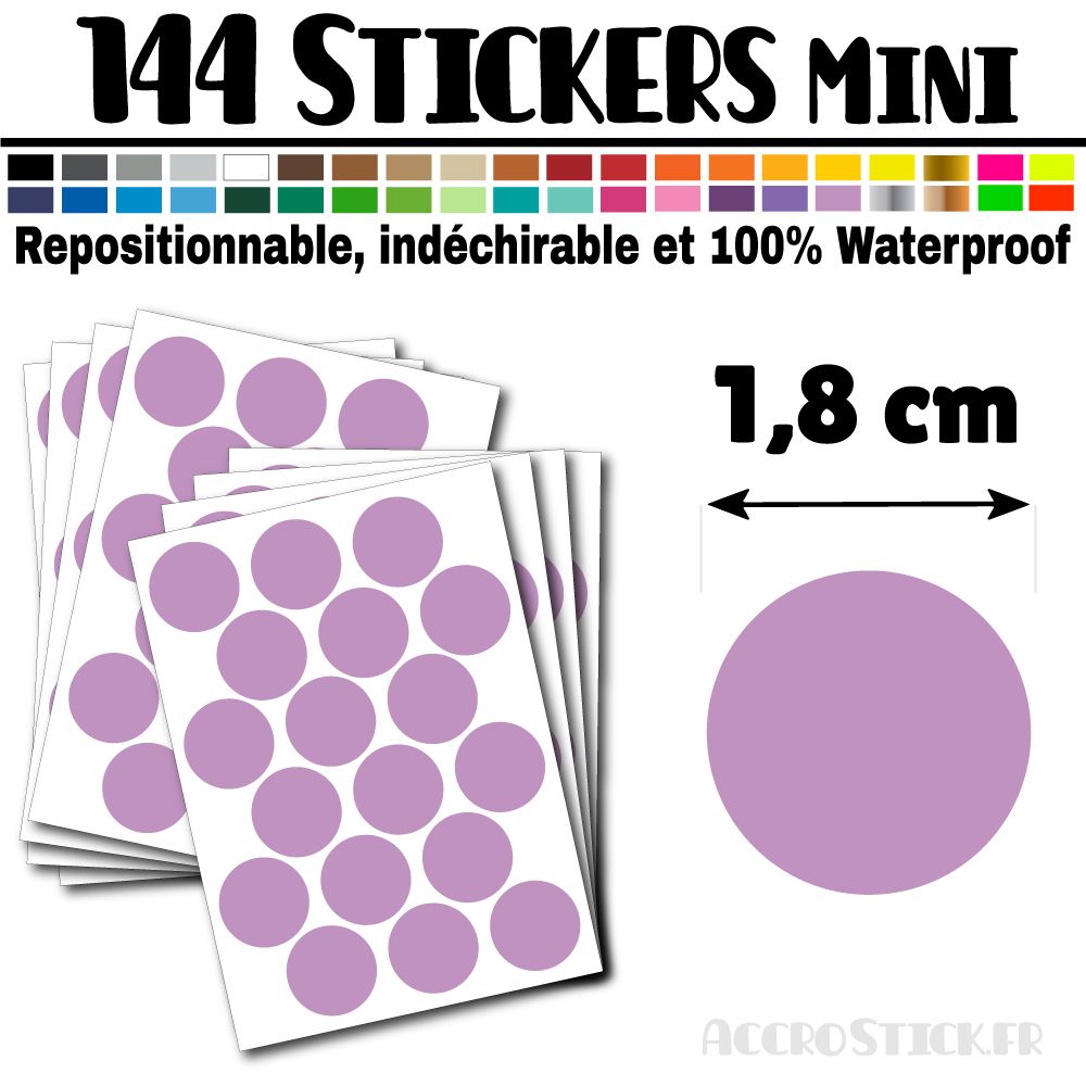 144 Ronds 1,8 cm - Stickers mini gommettes 144 Ronds 1,8 cm - Stickers mini gommettes