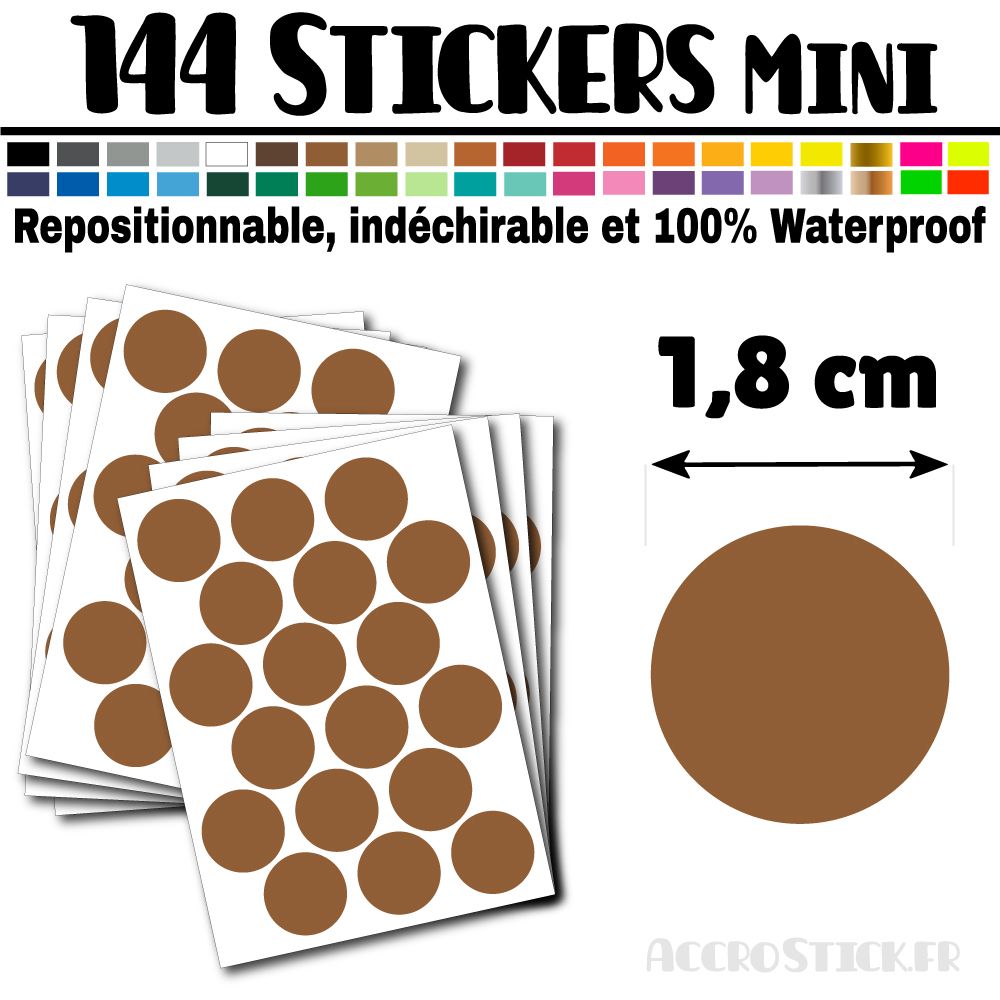 144 Ronds 1,8 cm - Stickers mini gommettes 144 Ronds 1,8 cm - Stickers mini gommettes