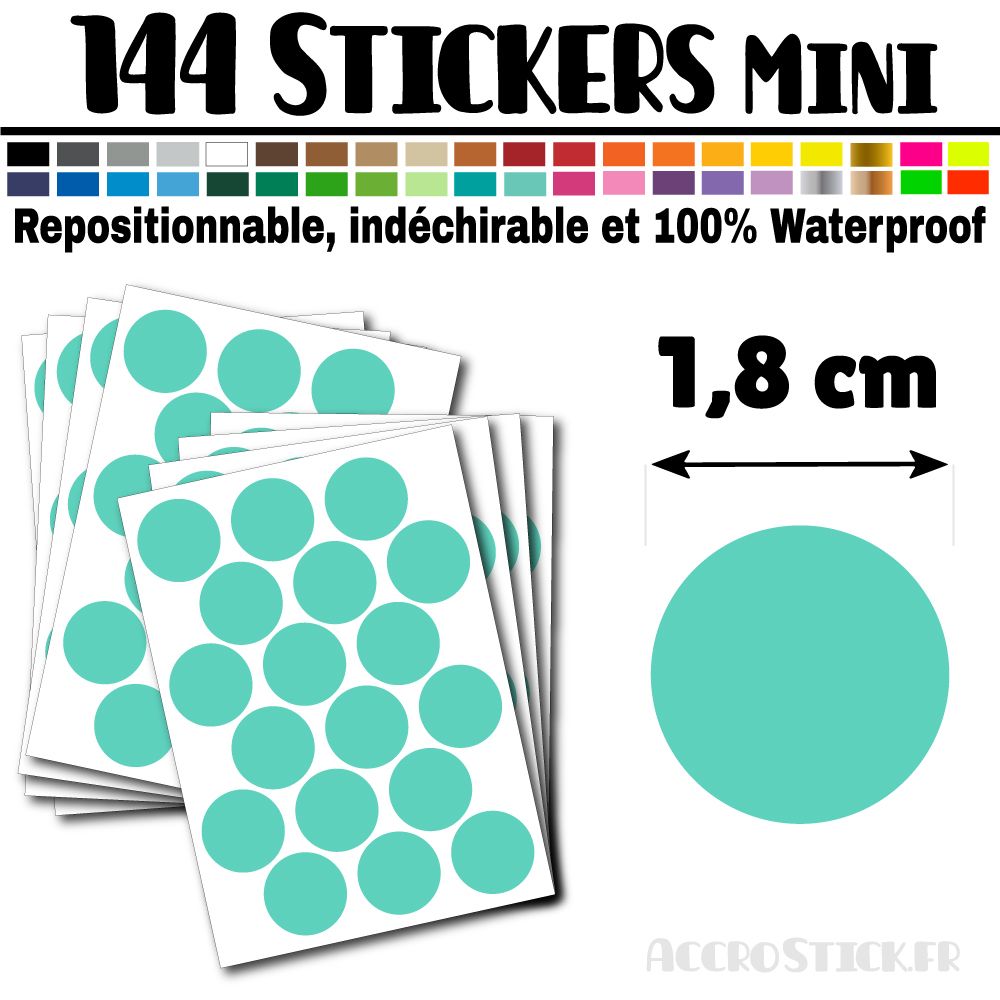 144 Ronds 1,8 cm - Stickers mini gommettes 144 Ronds 1,8 cm - Stickers mini gommettes