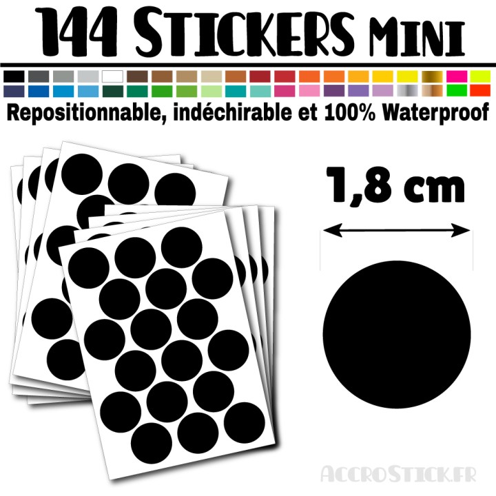 144 Ronds 1,8 cm - Stickers mini gommettes