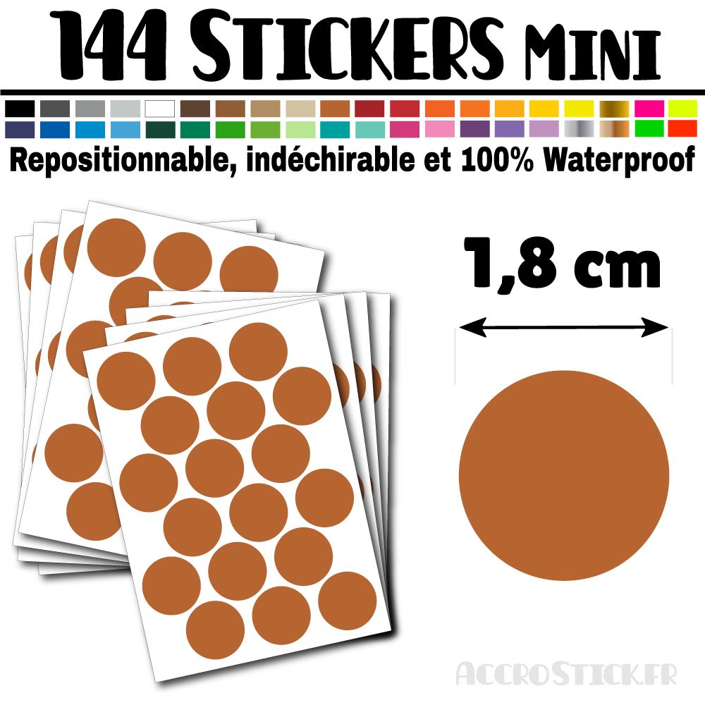 144 Ronds 1,8 cm - Stickers mini gommettes 144 Ronds 1,8 cm - Stickers mini gommettes