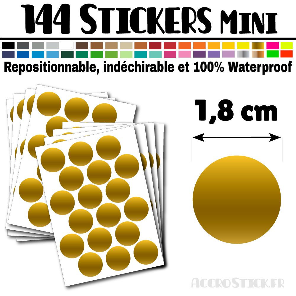 144 Ronds 1,8 cm - Stickers mini gommettes 144 Ronds 1,8 cm - Stickers mini gommettes