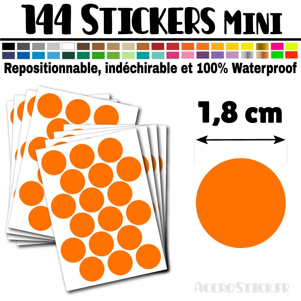 144 Ronds 1,8 cm - Stickers mini gommettes 144 Ronds 1,8 cm - Stickers mini gommettes