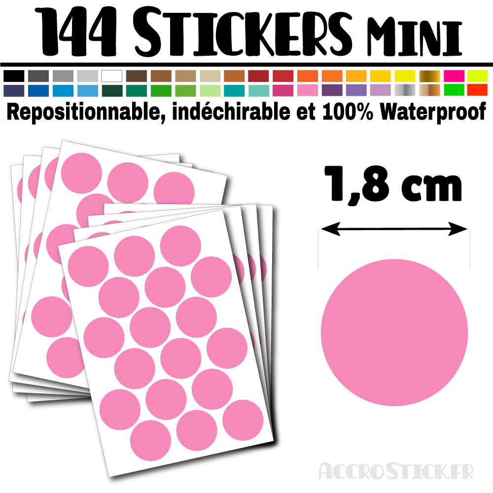 144 Ronds 1,8 cm - Stickers mini gommettes 144 Ronds 1,8 cm - Stickers mini gommettes