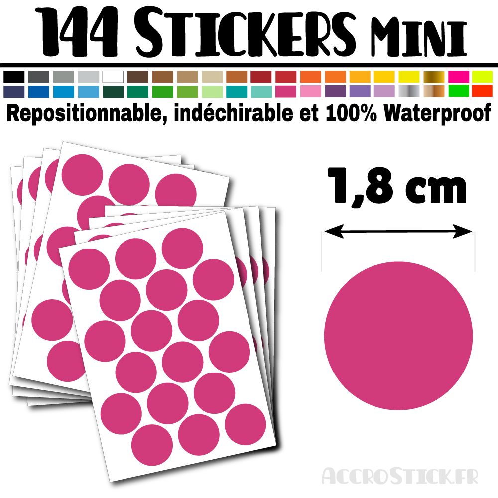144 Ronds 1,8 cm - Stickers mini gommettes 144 Ronds 1,8 cm - Stickers mini gommettes