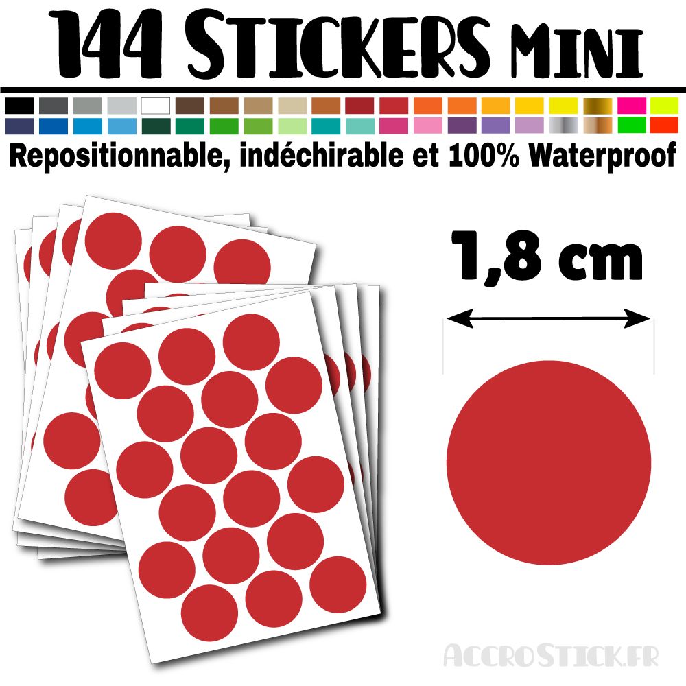 144 Ronds 1,8 cm - Stickers mini gommettes 144 Ronds 1,8 cm - Stickers mini gommettes