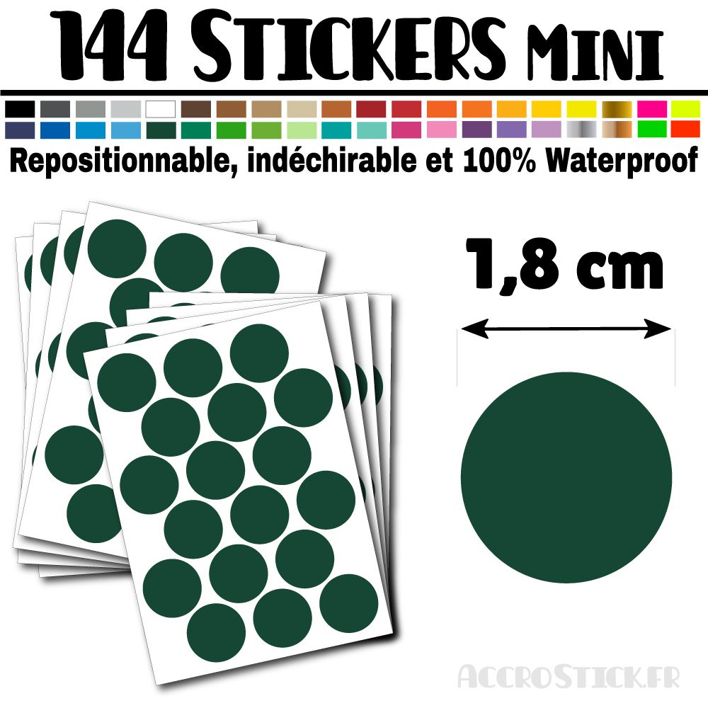 144 Ronds 1,8 cm - Stickers mini gommettes 144 Ronds 1,8 cm - Stickers mini gommettes