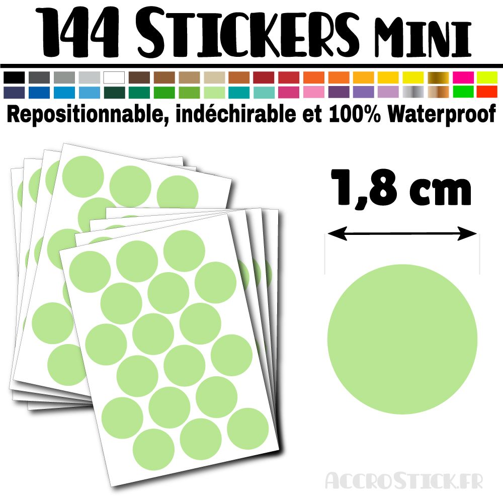 144 Ronds 1,8 cm - Stickers mini gommettes 144 Ronds 1,8 cm - Stickers mini gommettes