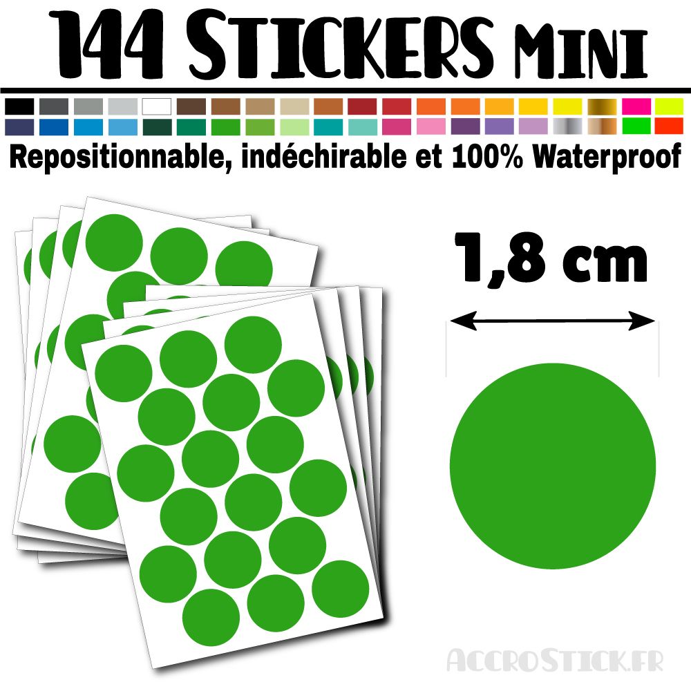 144 Ronds 1,8 cm - Stickers mini gommettes 144 Ronds 1,8 cm - Stickers mini gommettes