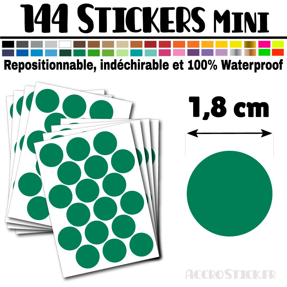 144 Ronds 1,8 cm - Stickers mini gommettes 144 Ronds 1,8 cm - Stickers mini gommettes