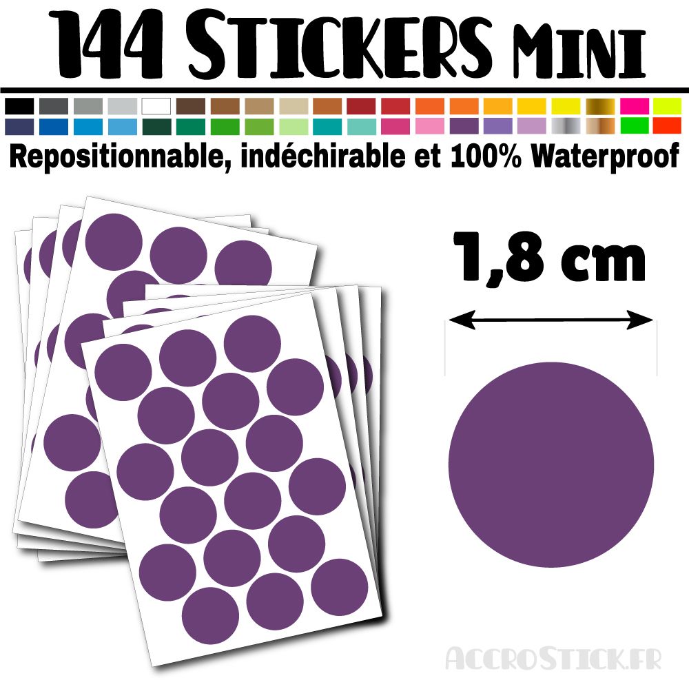 144 Ronds 1,8 cm - Stickers mini gommettes 144 Ronds 1,8 cm - Stickers mini gommettes