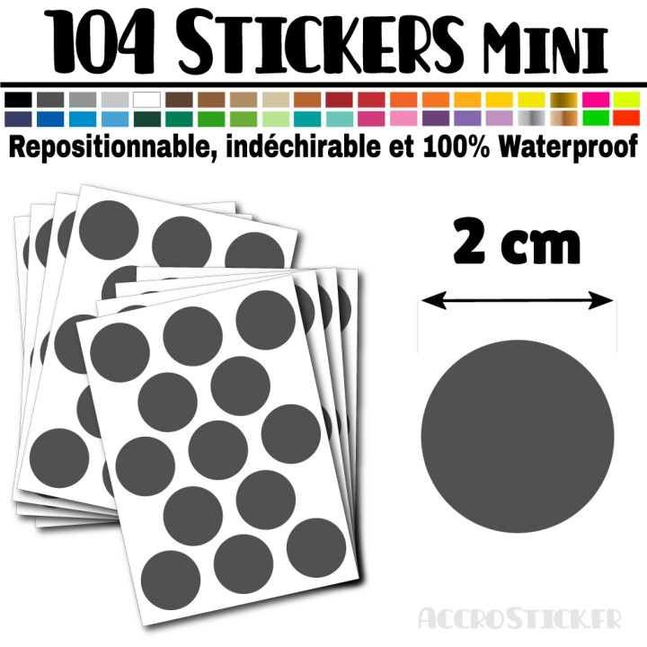 104 Ronds 2 cm - Stickers mini gommettes
