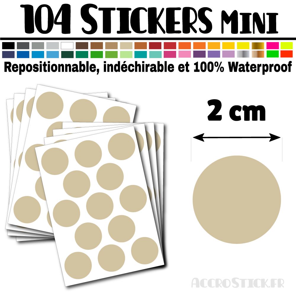 104 Ronds 2 cm - Stickers mini gommettes 104 Ronds 2 cm - Stickers mini gommettes