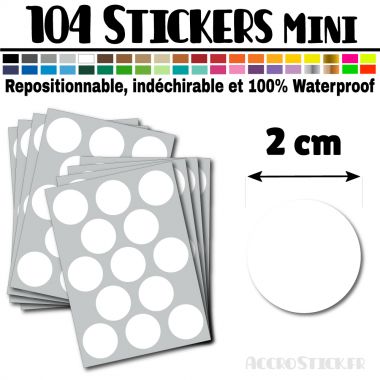 104 Ronds 2 cm - Stickers mini gommettes