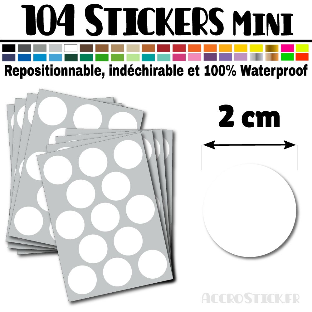 104 Ronds 2 cm - Stickers mini gommettes 104 Ronds 2 cm - Stickers mini gommettes