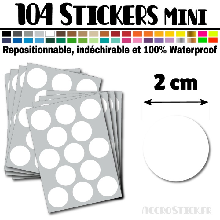 104 Ronds 2 cm - Stickers mini gommettes
