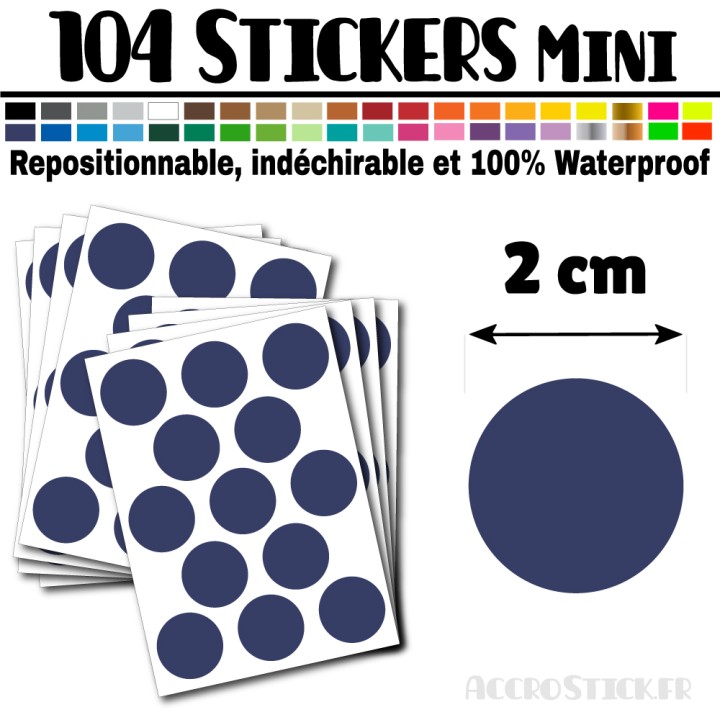 104 Ronds 2 cm - Stickers mini gommettes
