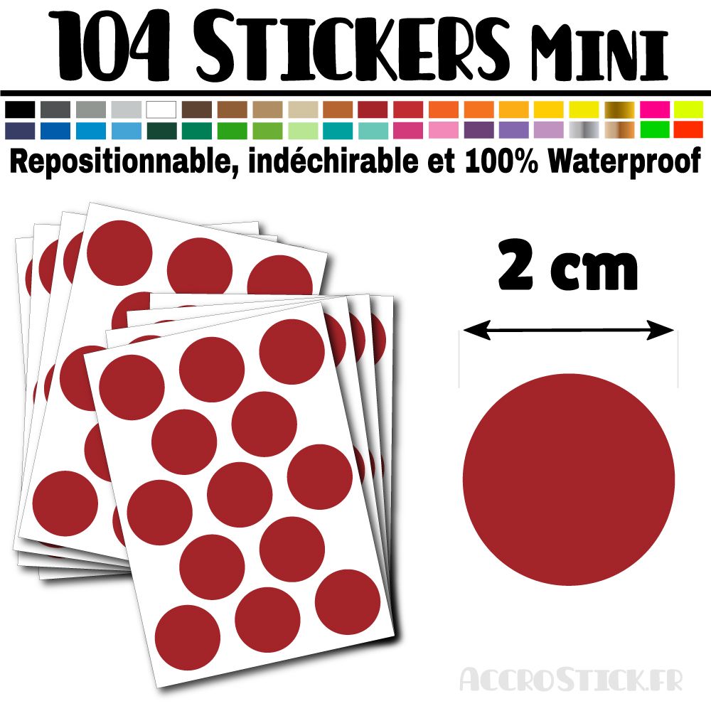 104 Ronds 2 cm - Stickers mini gommettes 104 Ronds 2 cm - Stickers mini gommettes