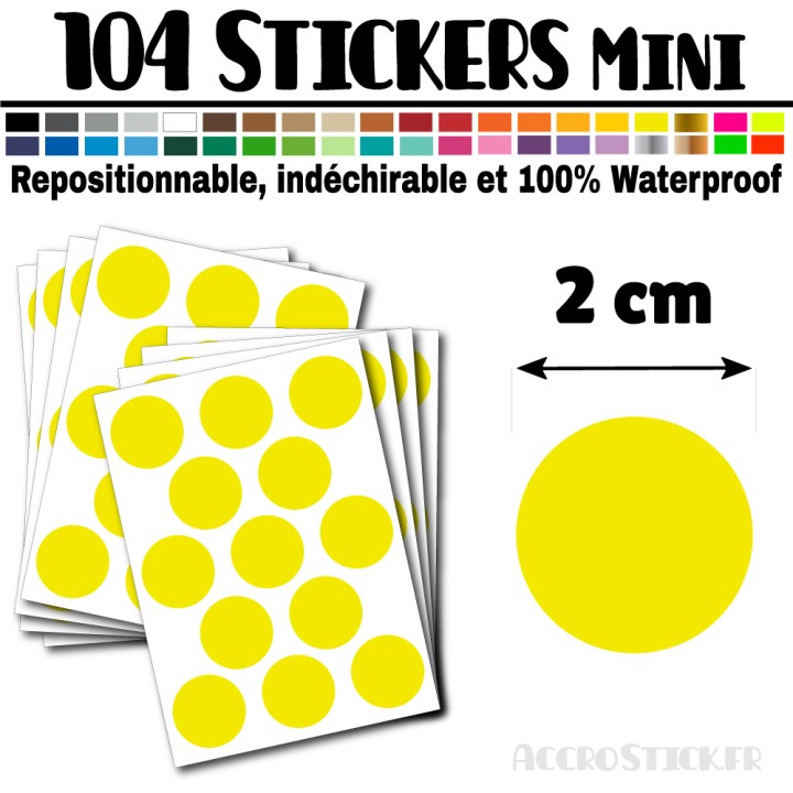 104 Ronds 2 cm - Stickers mini gommettes