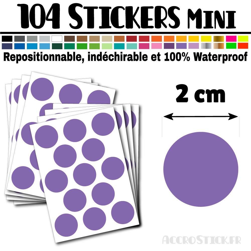 104 Ronds 2 cm - Stickers mini gommettes 104 Ronds 2 cm - Stickers mini gommettes