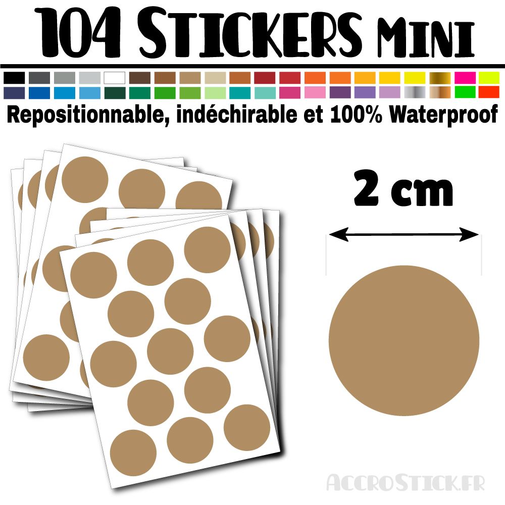 104 Ronds 2 cm - Stickers mini gommettes 104 Ronds 2 cm - Stickers mini gommettes