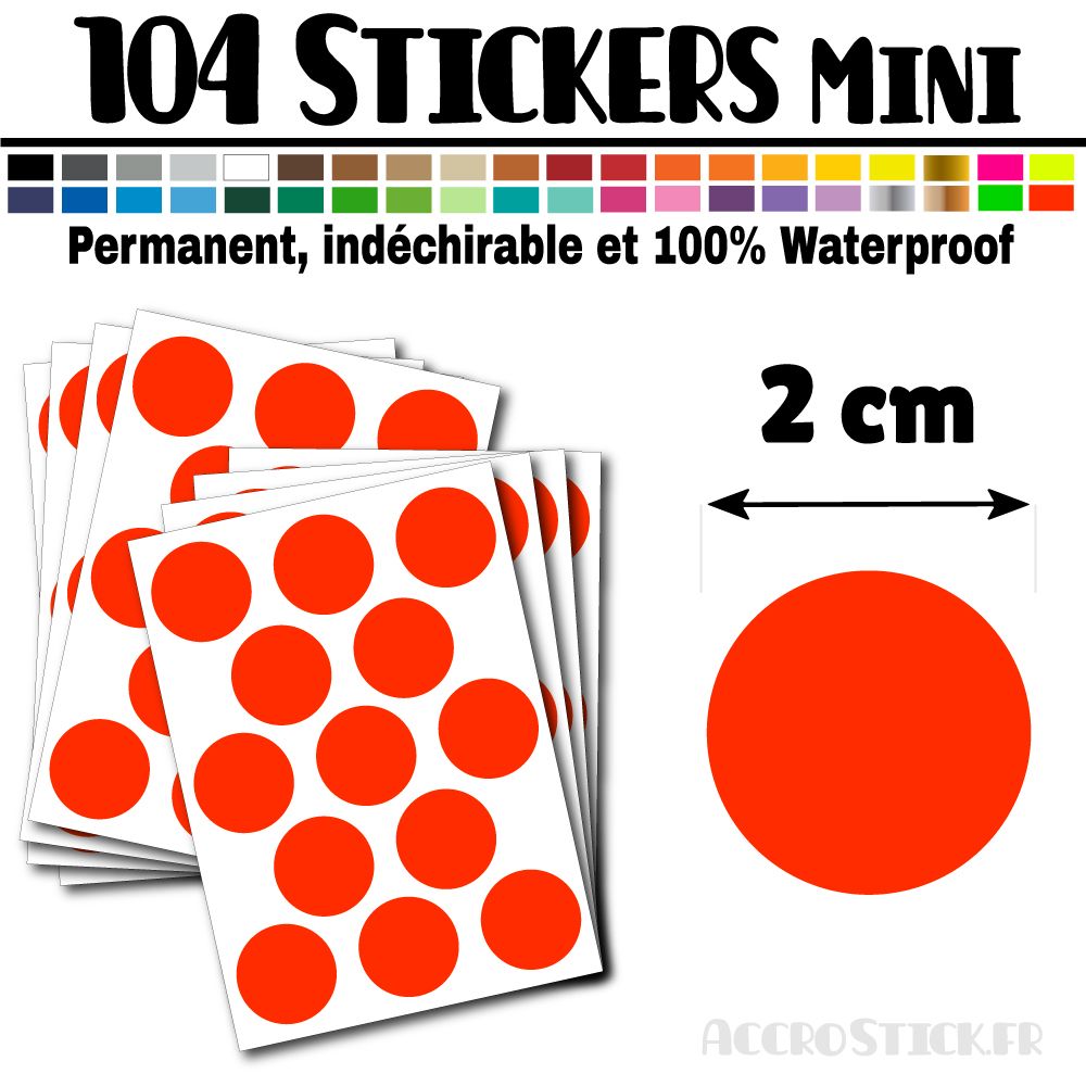 104 Ronds 2 cm - Stickers mini gommettes 104 Ronds 2 cm - Stickers mini gommettes