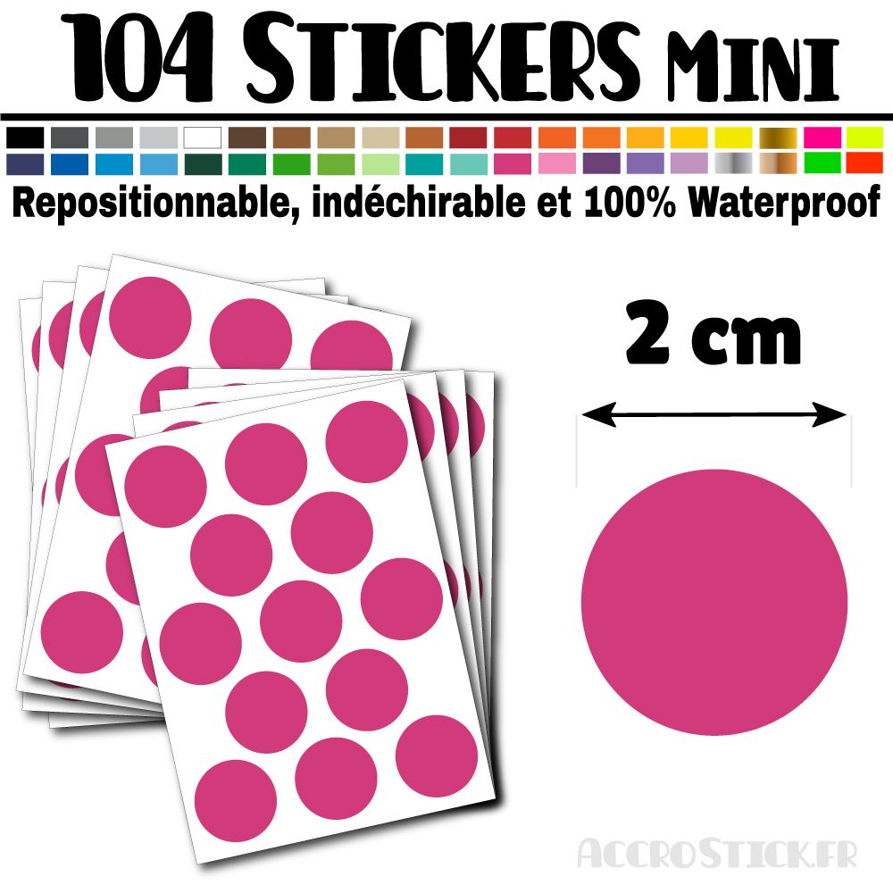 104 Ronds 2 cm - Stickers mini gommettes 104 Ronds 2 cm - Stickers mini gommettes