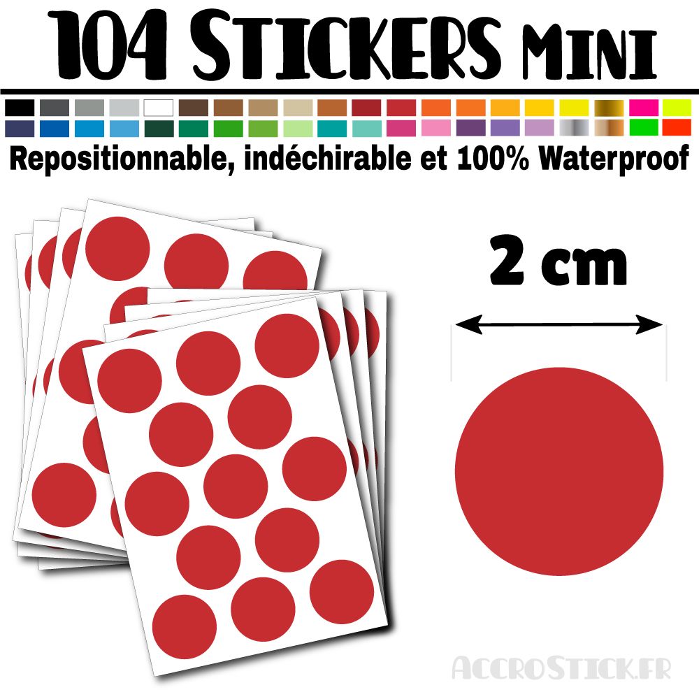 104 Ronds 2 cm - Stickers mini gommettes 104 Ronds 2 cm - Stickers mini gommettes