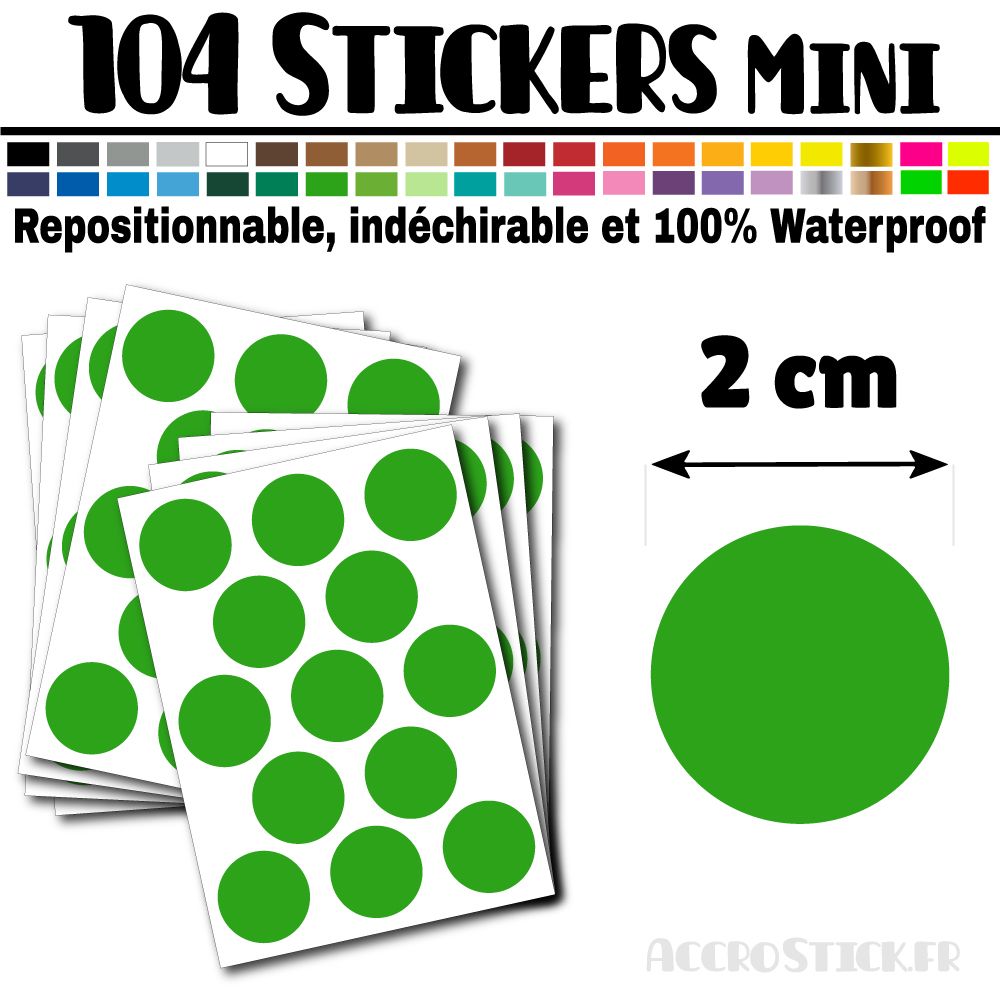 104 Ronds 2 cm - Stickers mini gommettes 104 Ronds 2 cm - Stickers mini gommettes