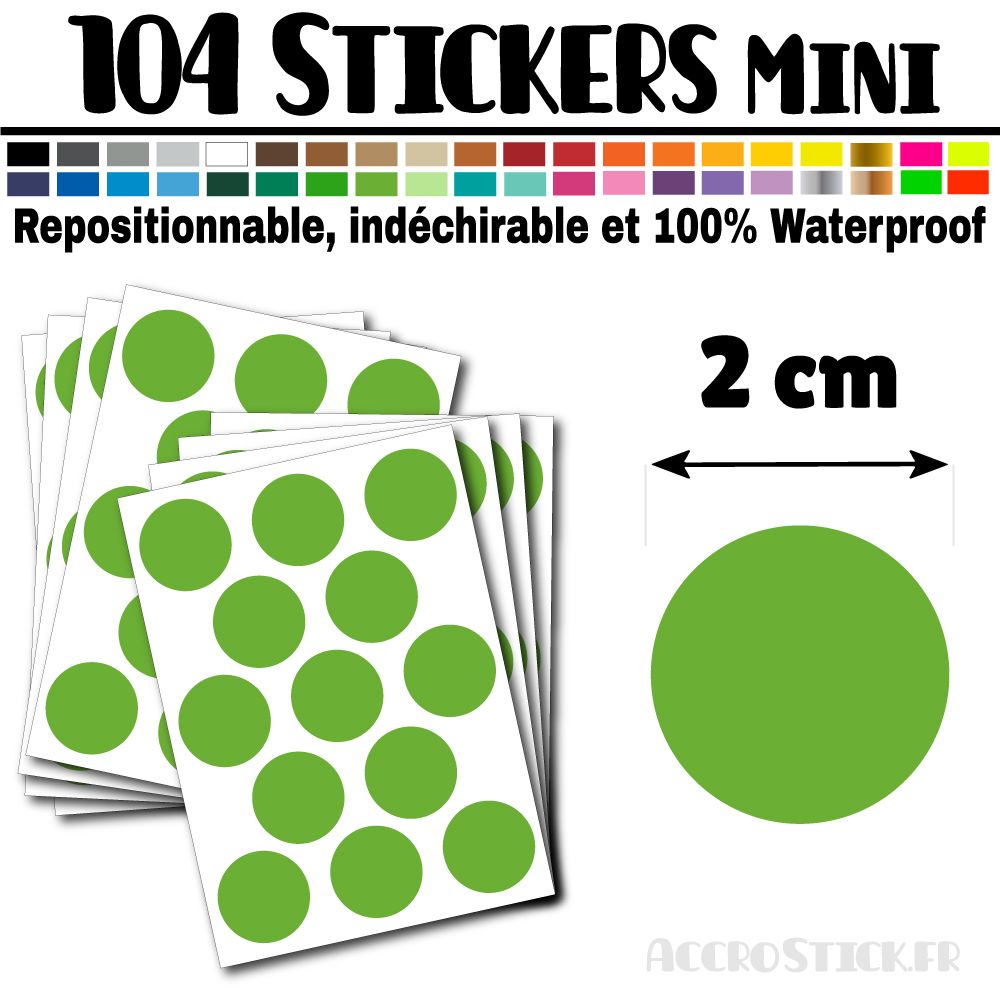 104 Ronds 2 cm - Stickers mini gommettes 104 Ronds 2 cm - Stickers mini gommettes