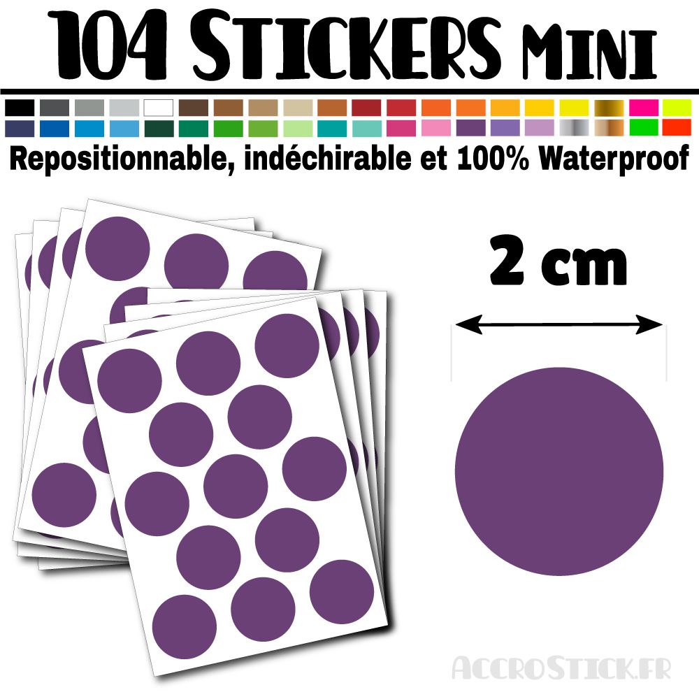 104 Ronds 2 cm - Stickers mini gommettes 104 Ronds 2 cm - Stickers mini gommettes
