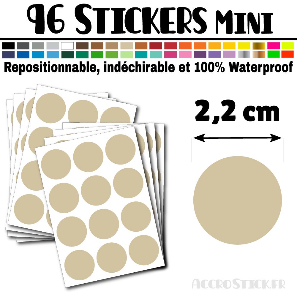 96 Ronds 2,2 cm - Stickers mini gommettes 96 Ronds 2,2 cm - Stickers mini gommettes