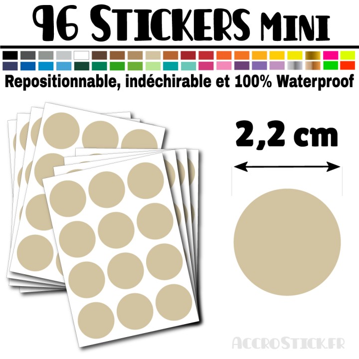 96 Ronds 2,2 cm - Stickers mini gommettes