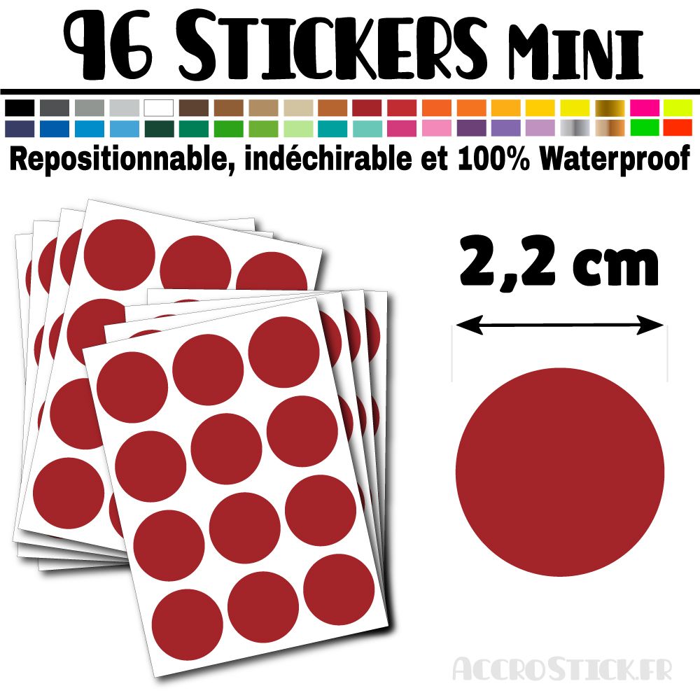 96 Ronds 2,2 cm - Stickers mini gommettes 96 Ronds 2,2 cm - Stickers mini gommettes