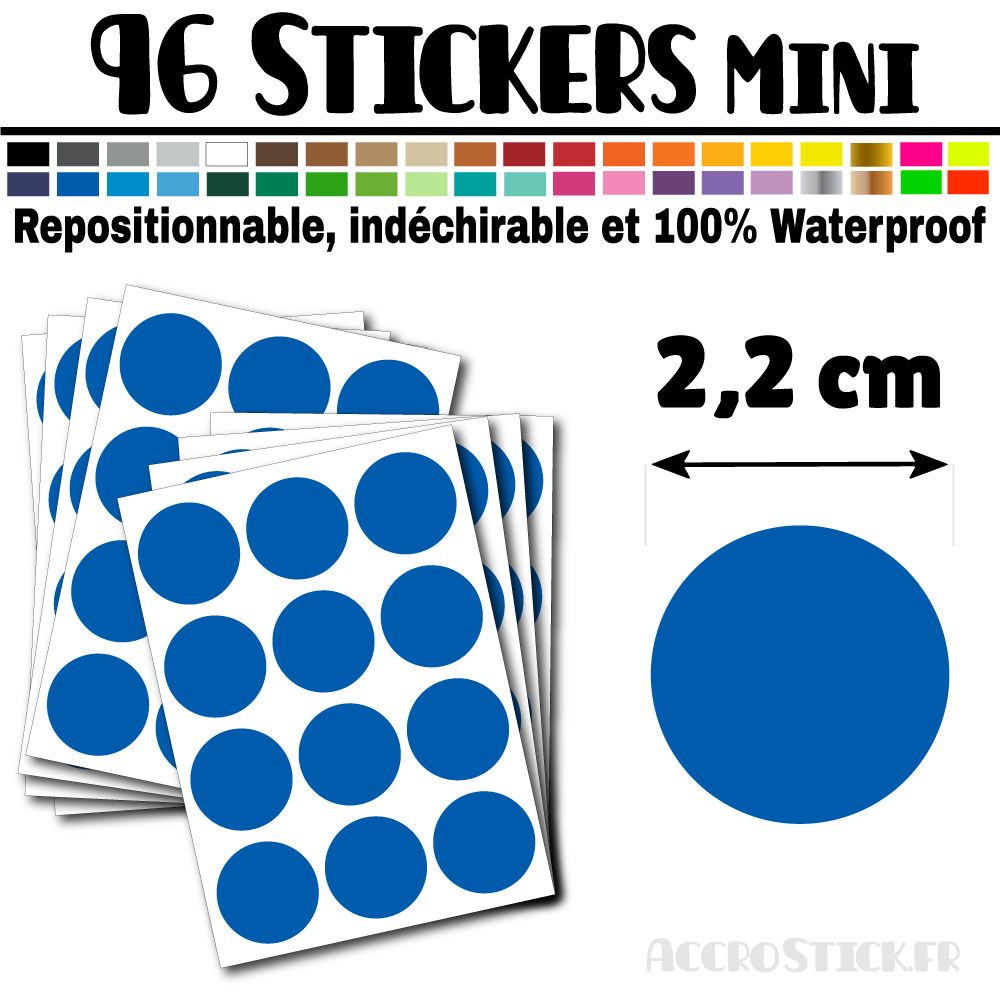 96 Ronds 2,2 cm - Stickers mini gommettes 96 Ronds 2,2 cm - Stickers mini gommettes