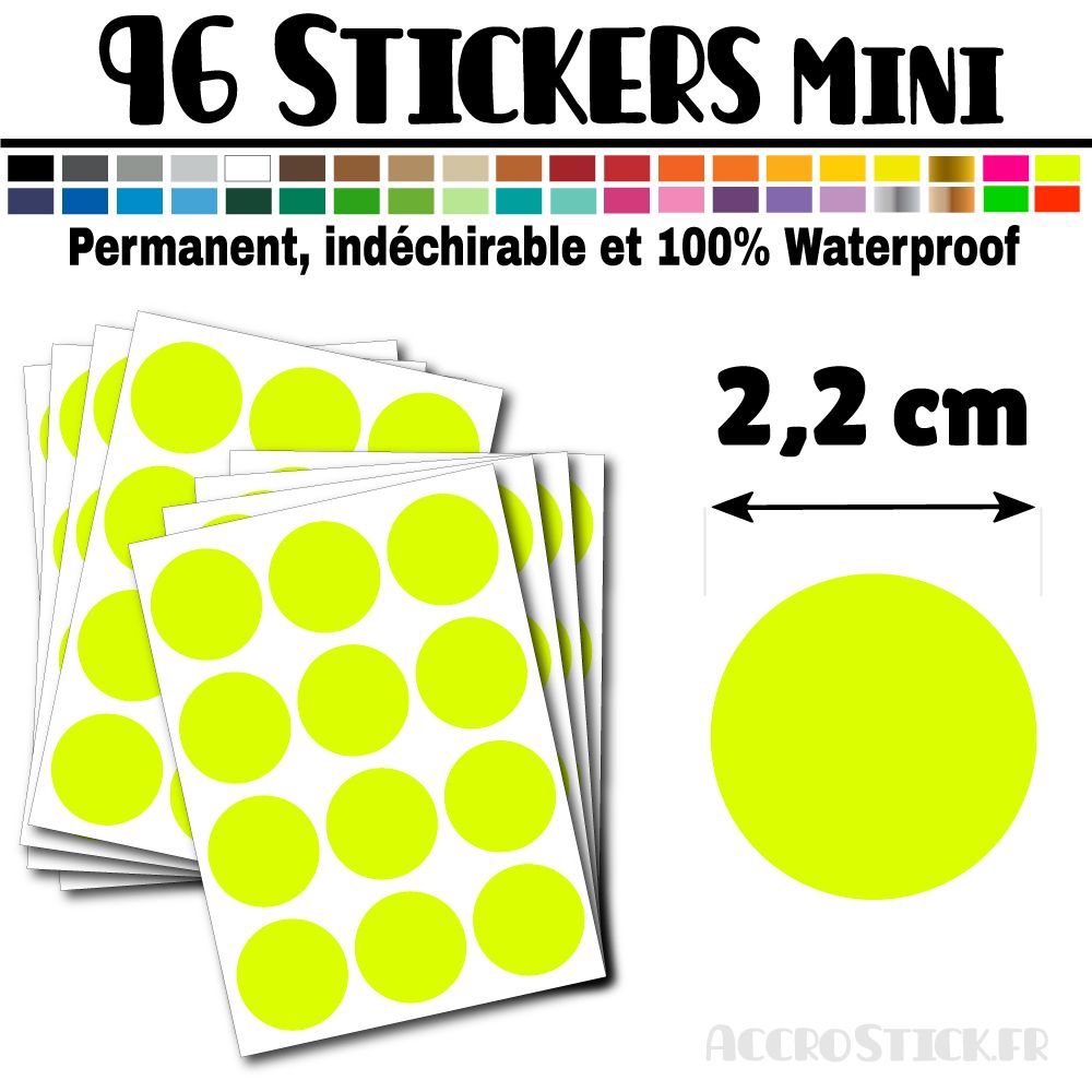 96 Ronds 2,2 cm - Stickers mini gommettes 96 Ronds 2,2 cm - Stickers mini gommettes