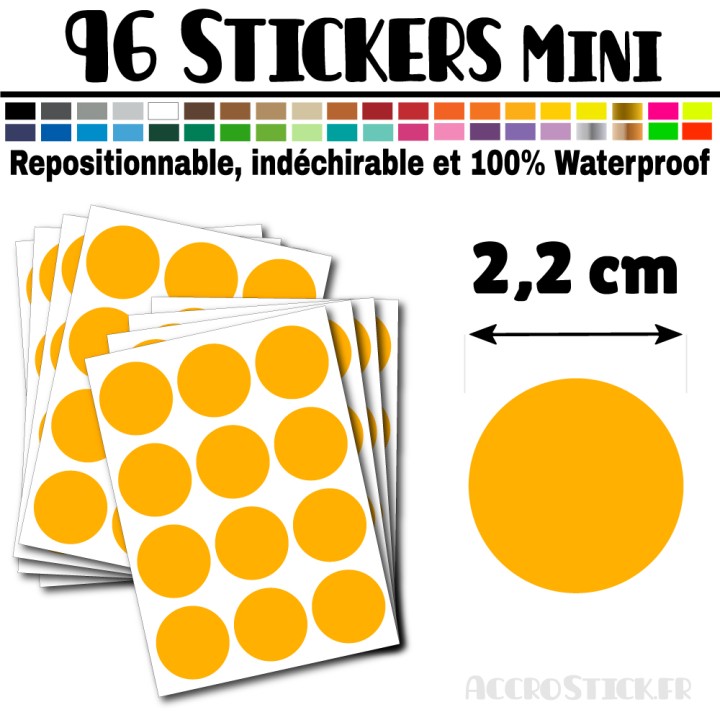 96 Ronds 2,2 cm - Stickers mini gommettes